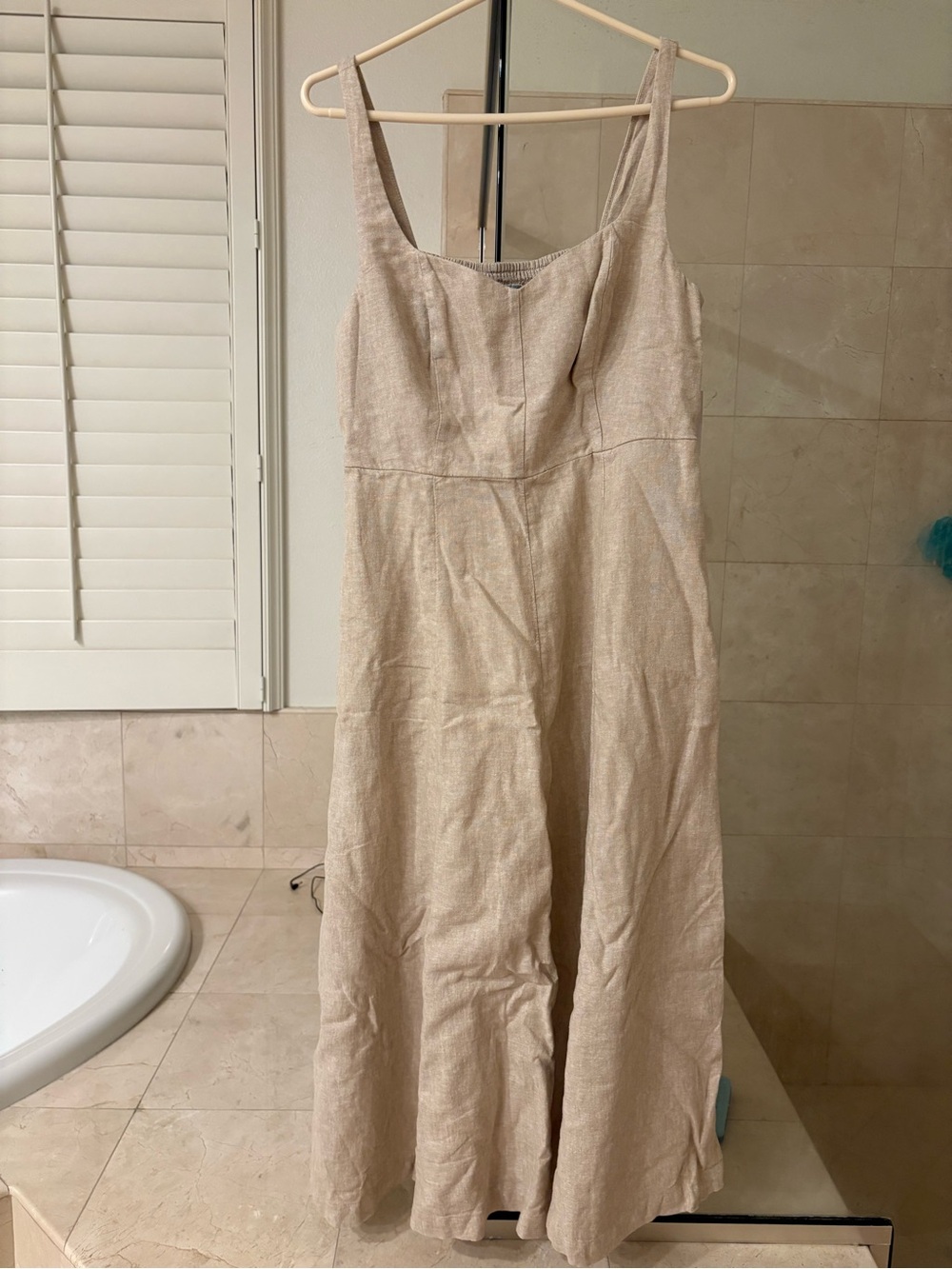 Old Navy Beige Linen-Texture Midi Dress Medium